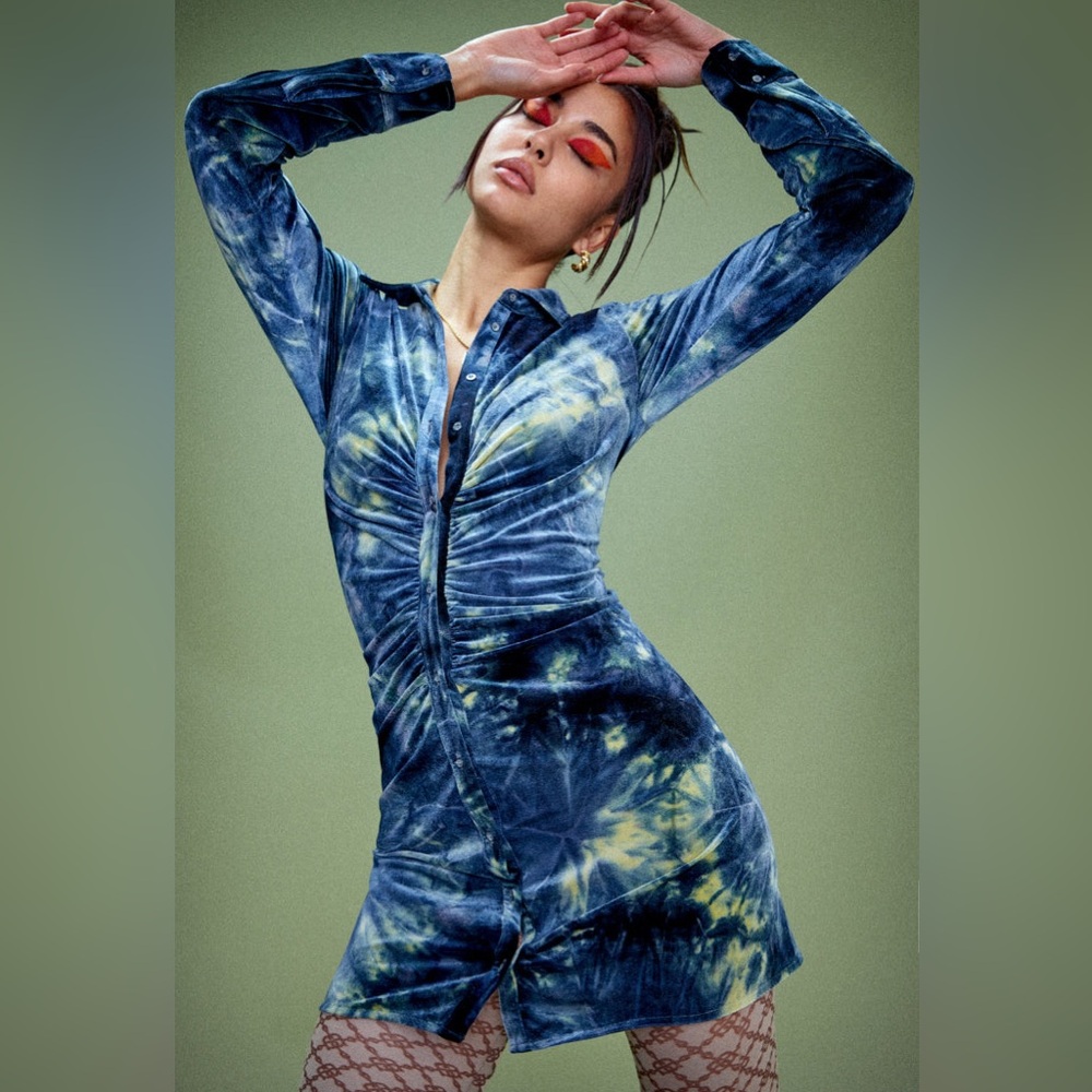 Jaded London Black and Yellow Tie-Dye Dress